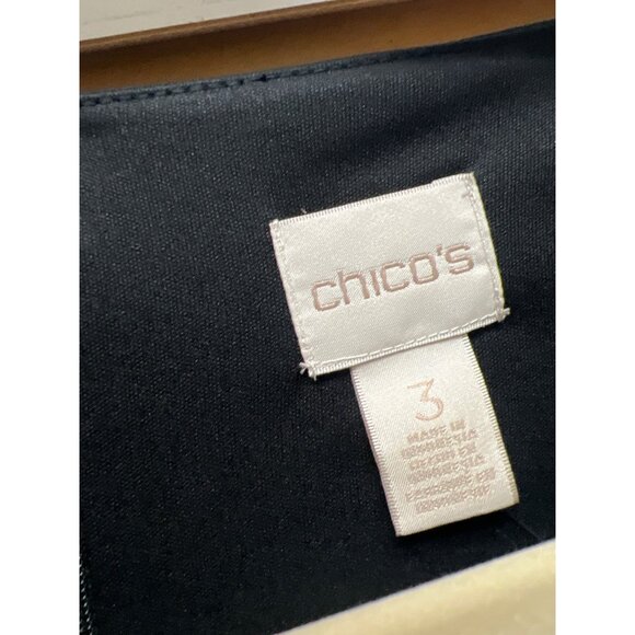 Chico's Black Chiffon Solid Ruched Cocktail Dress - Picture 6 of 9